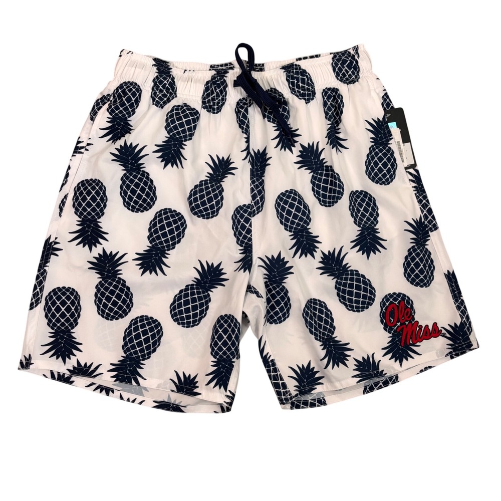 Colosseum Mens Ole Miss Rebels Pineapple Swim Trunks Navy White Sz Large NWT